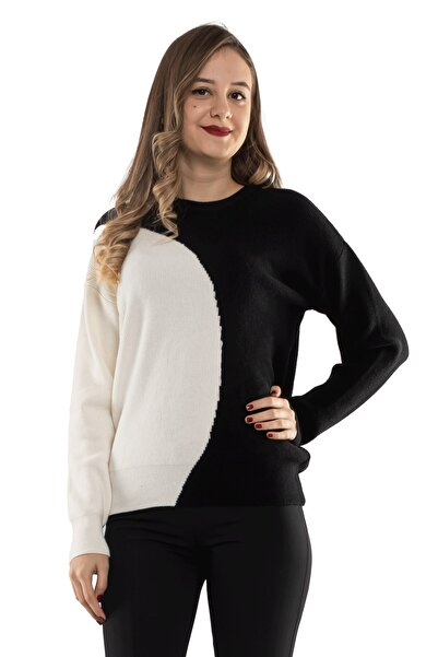 Sementa 32364 Sıfır Yaka Iki Renkli Triko Kadın Kazak