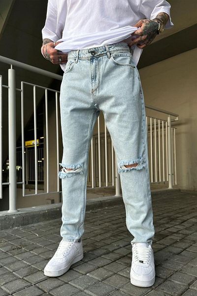HAFKAGİYİM Ice Blue Sequin Ripped Rj2 Dif κανονικό παντελόνι