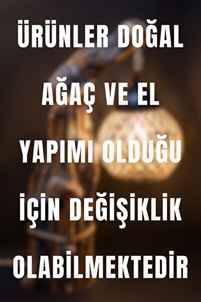 Celestia Büyük Boy Doğal Ağaç İskandinav El Yapımı Ahşap Lambader Abajur Oturma Odası Yatak Odası Rustik