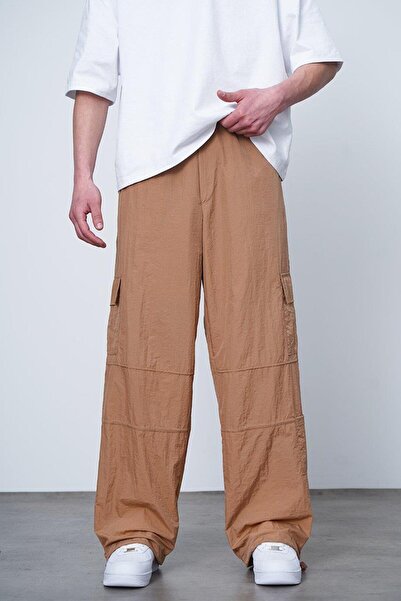 HAFKAGİYİM Brown Parachute Cargo Bdg Adjustable Leg Baggy Pants