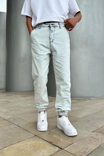 HAFKAGİYİM Ανοιχτό Ice Blue Ανοιχτό Παντελόνι Boyfriend με ελαστικά πόδια A4 DL