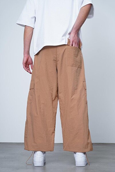 HAFKAGİYİM Brown Parachute Cargo Bdg Adjustable Leg Baggy Pants