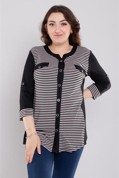 Sementa 75997 Truvakar Kol Cep Detaylı Çizgili Tshirt