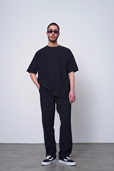 HAFKA Tricou oversize BLACK Black Corduroy Basic 17 MH