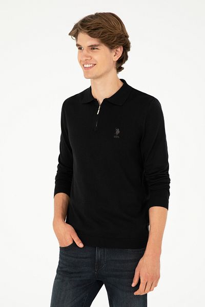 U.S. Polo Assn. Мъжки черен пуловер 50292864-VR046