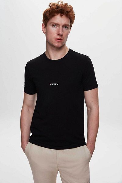 Tween Black Printed 100% Cotton Mercerized T-Shirt