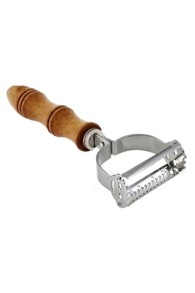 MyBru Pratik Paslanmaz Çelik Ahşap Saplı Çift Jülyen Patates Meyve ve Sebze S...