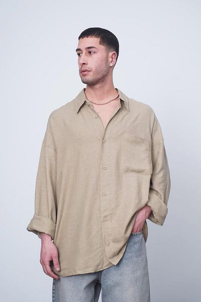 HAFKAGİYİM Πουκάμισο Toprak Basic μακρυμάνικο 1A CH Oversize