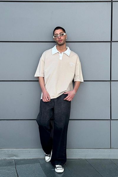 HAFKAGİYİM Κρεμ μπλουζάκι California Polo Neck Outplenty Premium Oversize