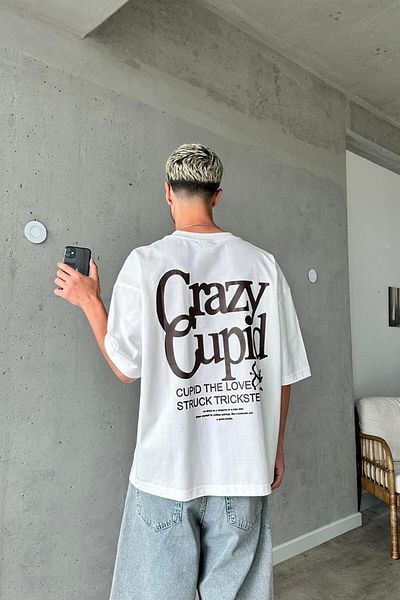 HAFKAGİYİM ΛΕΥΚΟ Crazy Cupid OUTPLENTY PREMIUM Μπλουζάκι Oversize