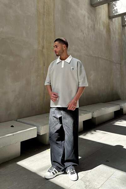 HAFKAGİYİM ΓΚΡΙ Πουκάμισο με λαιμόκοψη παλάμης OUTPLENTY PREMİUM Oversize T-shirt