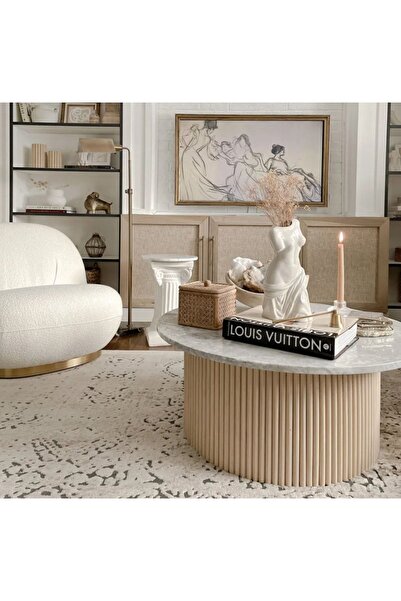 ENESES Mermer Orta Sehpa - 80 Çap