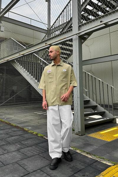 HAFKAGİYİM HAKİ Ray Вишивка Деталь Подвійні кишені BS Oversize Сорочка