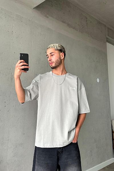 HAFKAGİYİM ΓΚΡΙ Last Peak OUTPLENTY PREMIUM Μπλουζάκι Oversize