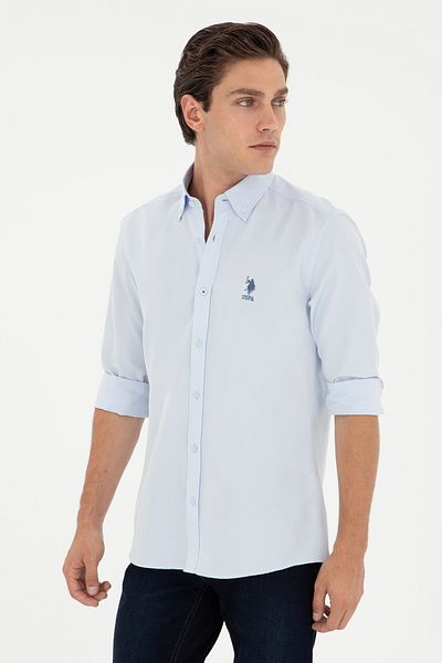 U.S. Polo Assn. Ανδρικό γαλάζιο μακρυμάνικο βασικό πουκάμισο 50293427 -VR003
