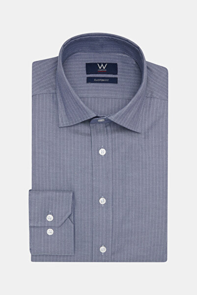 W Collection MAVİ ÇİZGİLİ DESENLİ GÖMLEK