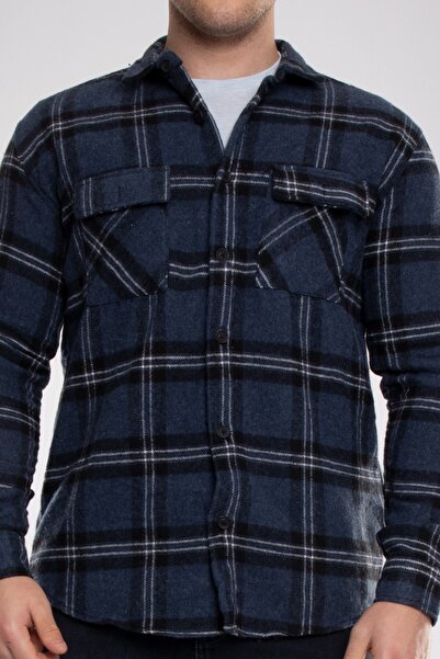 BIGAZZI 8040 Slimfit Ekose Çift Cep Pamuklu Oduncu Erkek Gömlek