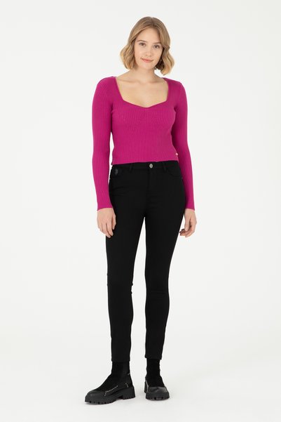 U.S. Polo Assn. Women's Fuchsia V-Neck Sweater 50293163-Vr023
