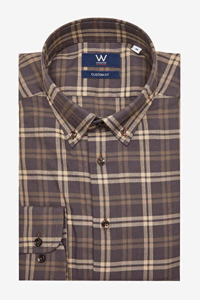 W Collection LACİVERT BORDO EKOSE DESENLİ GÖMLEK