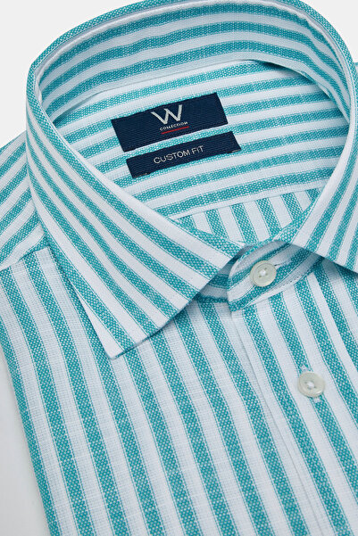 W Collection WHITE LONG SLEEVE STRIPED PATTERNED SHIRT