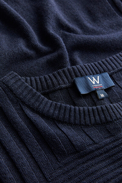 W Collection Dark Blue Viscos/Polyamide Knitwear Pullover