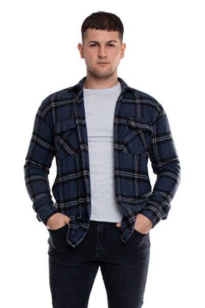 BIGAZZI 8040 Slimfit Ekose Çift Cep Pamuklu Oduncu Erkek Gömlek