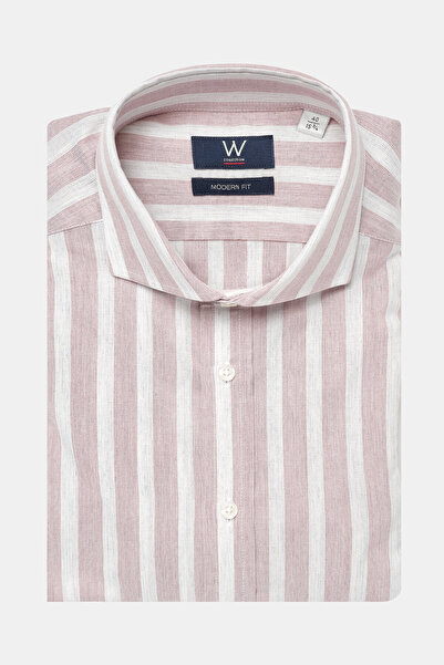 W Collection PEMBE ÇİZGİLİ DESENLİ GÖMLEK