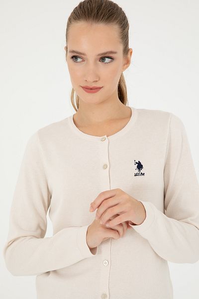 U.S. Polo Assn. Women's Cream Basic Knitwear Cardigan 50293537 -Vr071