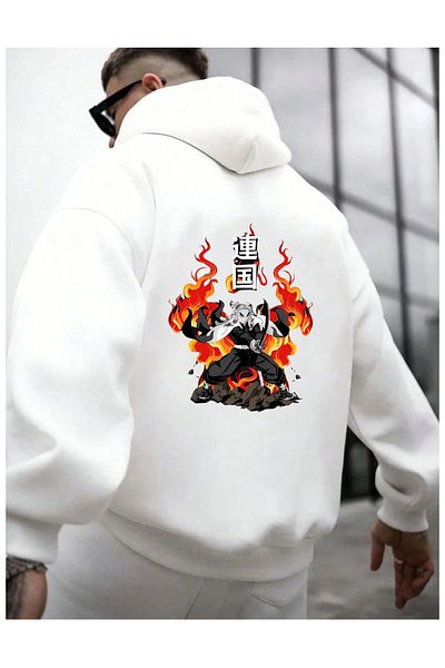 Massgai Rengoku Unisex Oversize Hooded Sweatshirt - Back Print Design