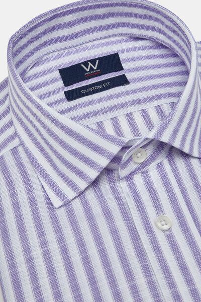 W Collection WHITE LONG SLEEVE STRIPED PATTERNED SHIRT