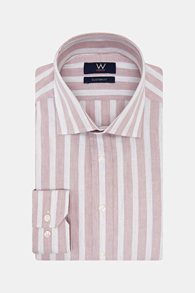 W Collection PEMBE ÇİZGİLİ DESENLİ GÖMLEK