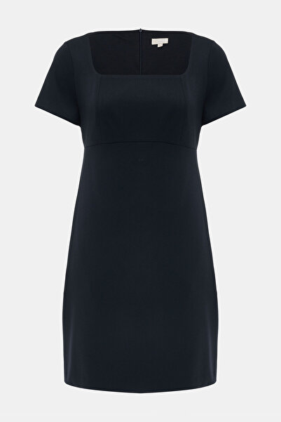 W Collection LACİVERT MİNİ KARE YAKA ELBİSE