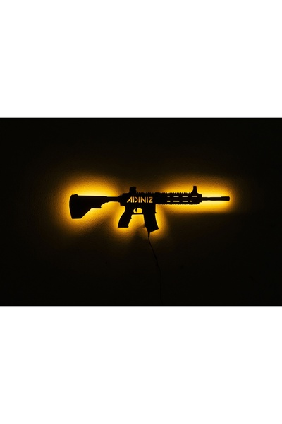 Genel Markalar Tablo Marketi Silah Tablo, Duvar Dekor Ahşap, Neon Işık, Ledli Tablo, Duvar Süsü