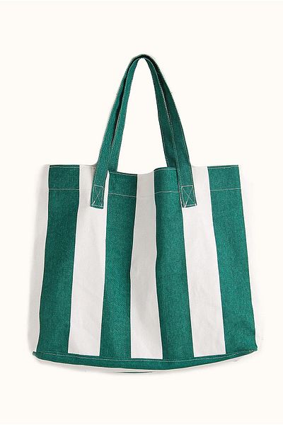 ENGSTORE Green Women's Canvas Shoulder Bag - 2 Pockets, Casual Colorful Beach Bag