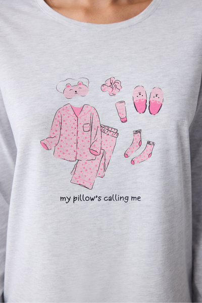 Penti Sleep Time Açık Gri Pantolon Pijama Takımı