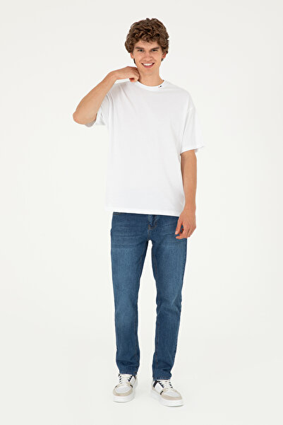 U.S. Polo Assn. Erkek Oversize Fit Bisiklet Yaka Beyaz Tişört 50294288-VR013