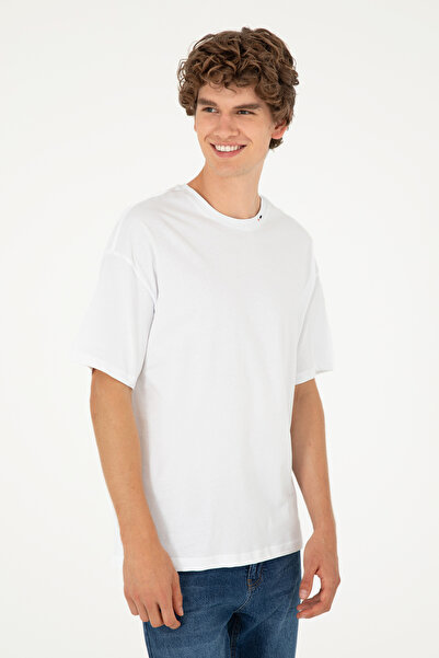 U.S. Polo Assn. Erkek Oversize Fit Bisiklet Yaka Beyaz Tişört 50294288-VR013