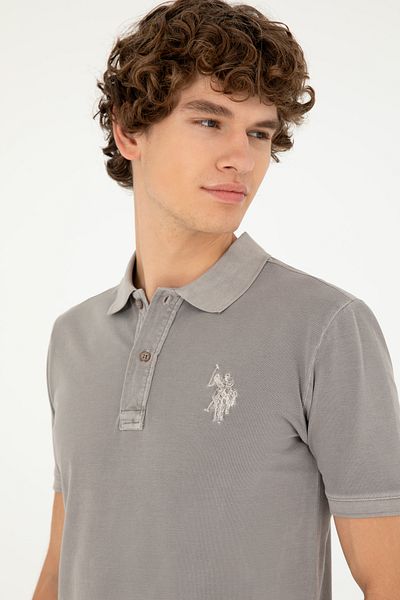 U.S. Polo Assn. Tricou de bază pentru bărbați, slim fit, cu gât polo, gri închis 50294207 -vr080