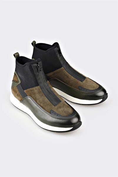 Elle Shoes Haki Deri Erkek Spor Bot