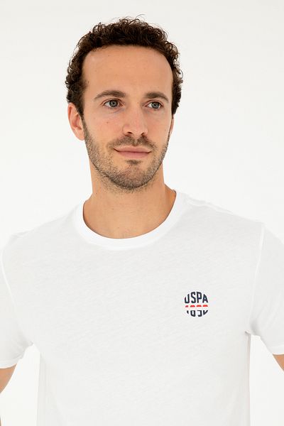 U.S. Polo Assn. Ανδρικό μπλουζάκι με κανονική εφαρμογή με λαιμόκοψη λευκό 50294329 -vr013