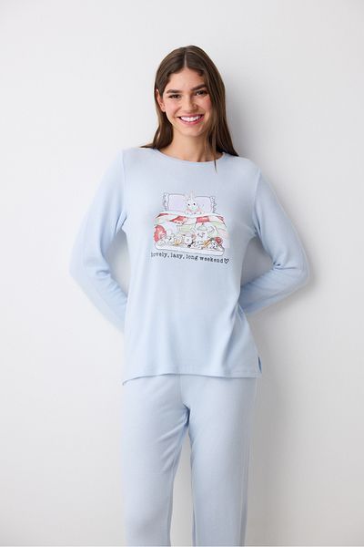 Penti Set de pijamale pantaloni albastru deschis Lazy Weekend