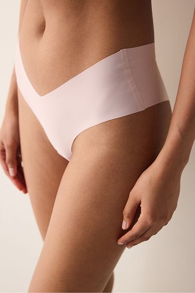 Penti Chiloți hipster invizibili tăiați cu laser din dantelă în formă de V Dusty Rose Pink