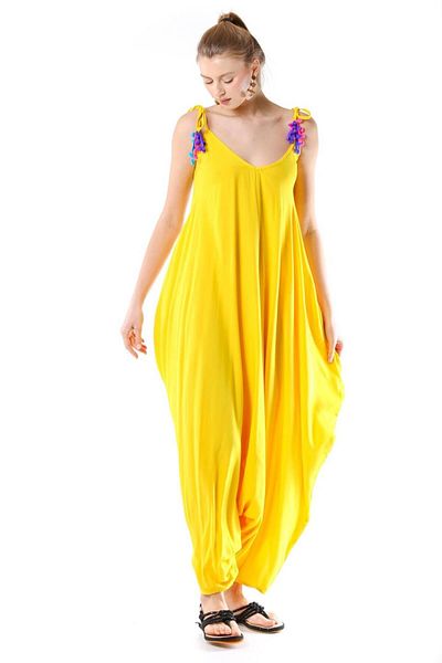 Bohem Stil Salopetă oversize cu ochi pentru femei, cu curea de umăr reglabilă