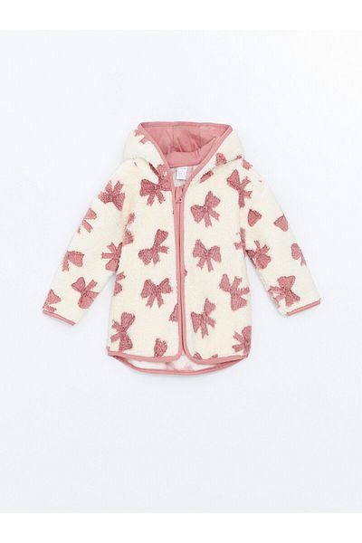LC Waikiki Lw - Hooded Patterned Baby Girl Cardigan