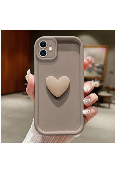 Zebana Apple iPhone 11 Uyumlu Kılıf Zebana Amour Silikon Kılıf Kahverengi