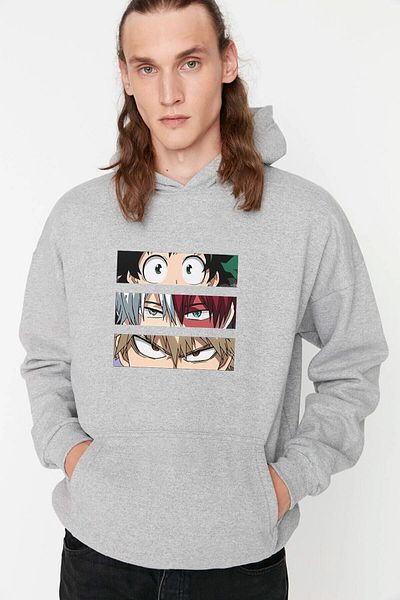 Pink Sky Φούτερ Oversize Γκρι με κουκούλα - 1 Hoodie