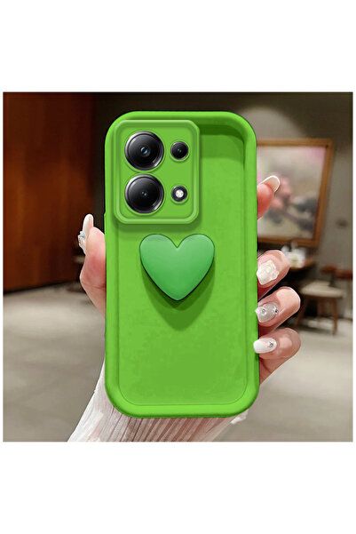 Pro Aksesuar Xiaomi Poco X6 Uyumlu Kılıf 3D Kalbim Silikon Kılıf Açık Yeşil