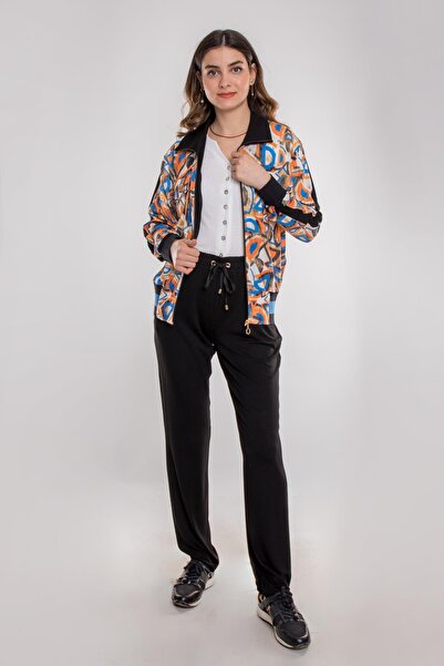 Sementa 76165 Çok Renkli Desen Kombinli Cepli Pamuklu Kadın Eşofman Takımı