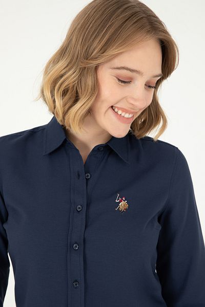 U.S. Polo Assn. Дамска тъмносиня базова риза с дълъг ръкав 50295704 -Vr033