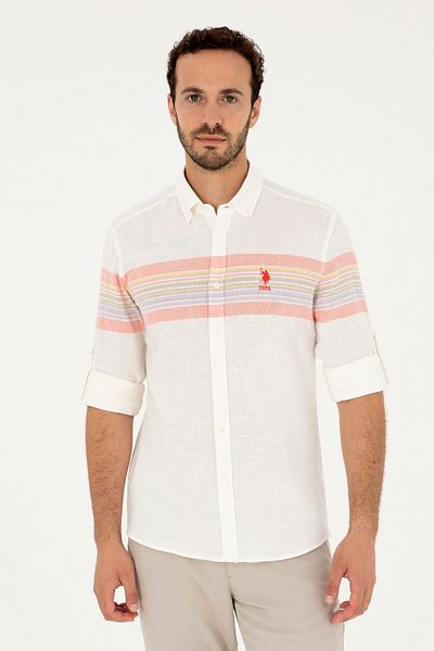 U.S. Polo Assn. Pomegranate Flower Patterned Men's Shirt - Long Sleeve, Model 50283790 -VR239